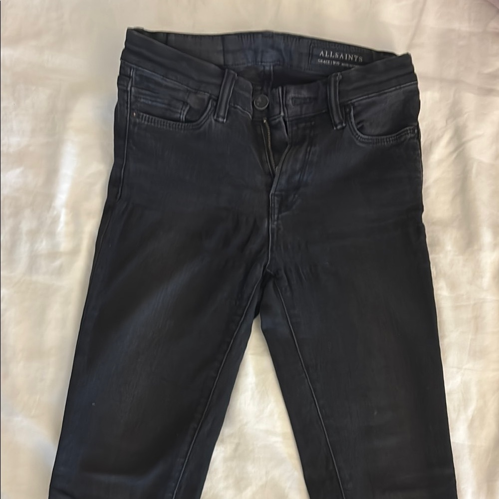 All Saints Black Skinny Jeans Sleek Minimalist Design